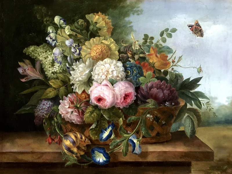 1790-Antoine Margry - Natura morta con fiori e farfalla